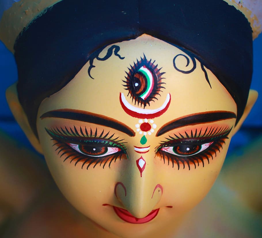durga puja, kolkata, india, calcutta, idol worship, religious, festive, good vibes, face, woman