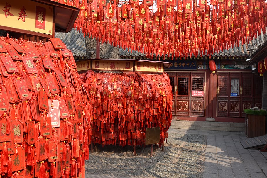 china, temple, red, religion, travel, asia, traditionally, architecture, built structure, large group of objects