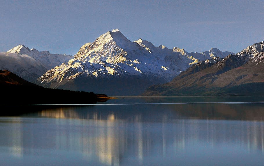 プカキ湖, マウントクック, ニュージーランド, 湖, 背景, 山, 自然の美しさ, 風景-自然, 山脈, 水