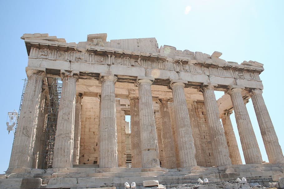 grecia, atenas, arquitectura, templo, columna, feriado, monumentos, edificio antiguo, arqueología, ruina antigua