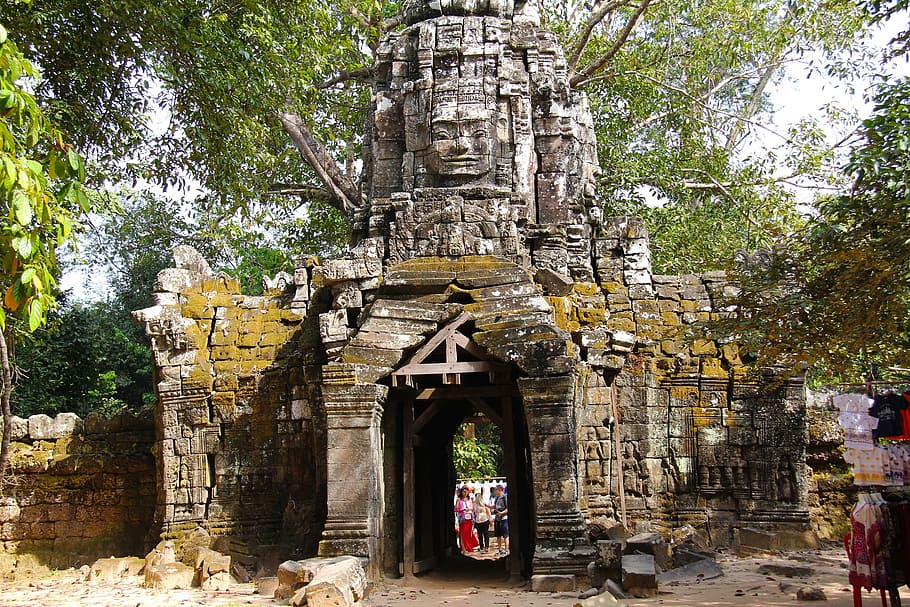 회색 사원, 따솜 사원, 신전, 여행, 고대 미술, 늙은, 아름다운, 앙코르 와트, 씨엠립, 캄보디아
