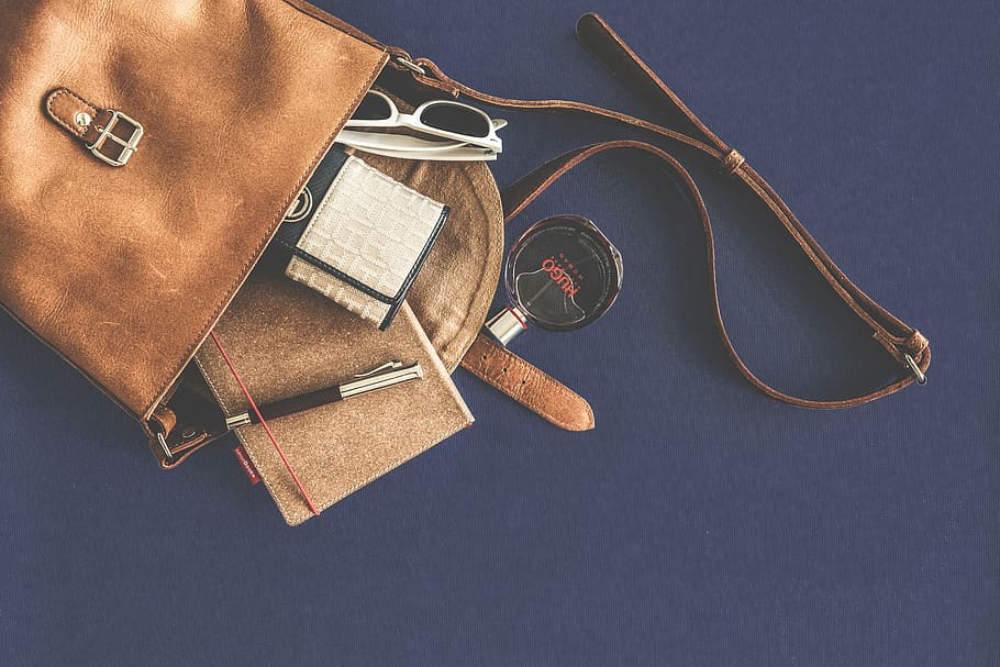 brownb, brown, leather sling bag, leather, sling, bag, blue, surface, purse, wallet