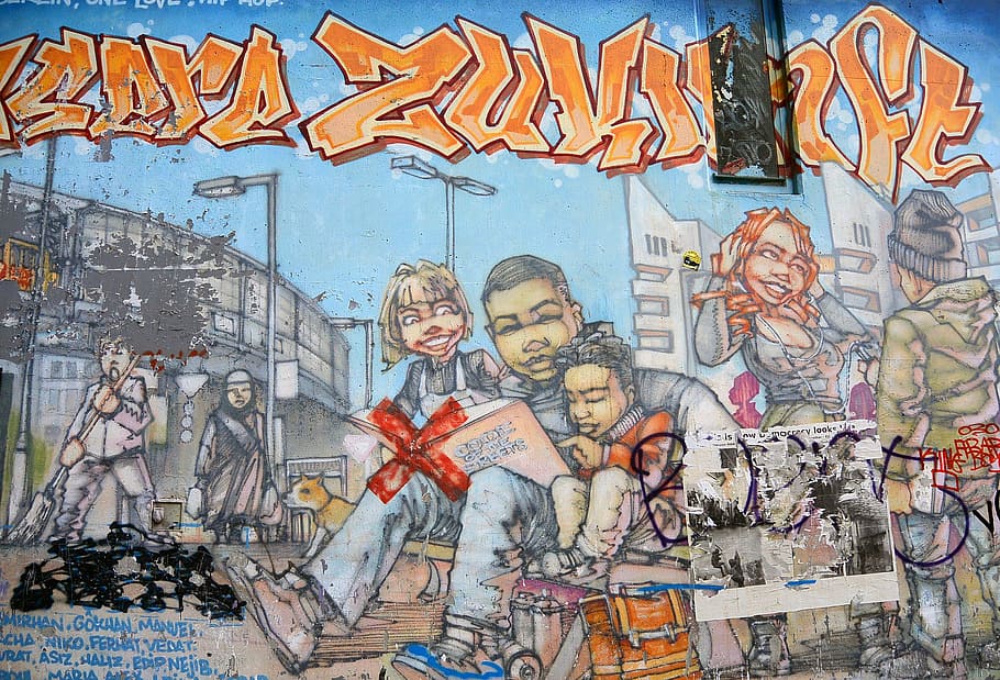 graffiti, arte callejero, arte urbano, mural, arte, aerosol, pared de graffiti, fachada, berlín, kreuzberg