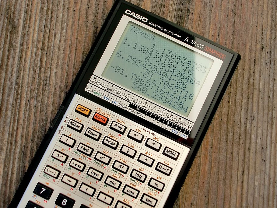 black, gray, casio graphing calculator, brown, surface, calculator, graphing calculator, casio fx-7000 g, technology, counting