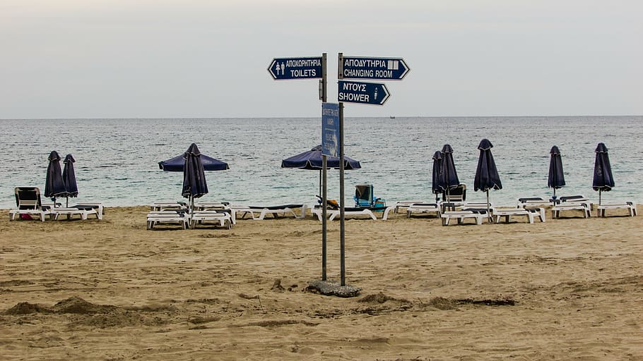 beach, empty, melancholy, autumn, end of season, end of summer, cyprus, water, sea, land