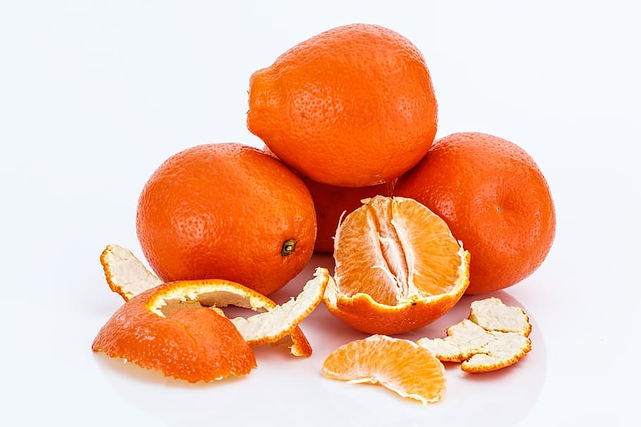 fotografia, descascado, laranja, minneola, laranjas, tangelo, melão, fruta, suculento, doce