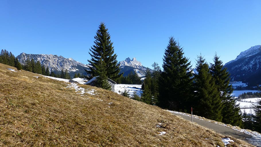 tyrol, tannheimertal, red flüh, gimpel, winter, spring, mountain, nature, landscape, lake