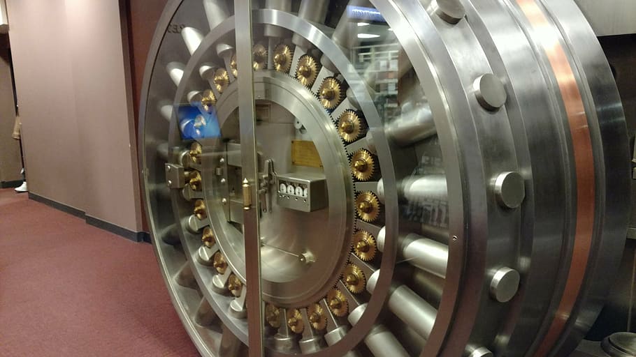 silver bank vault, vault, vault door, bank, safe, security, steel, lock, protection, metal