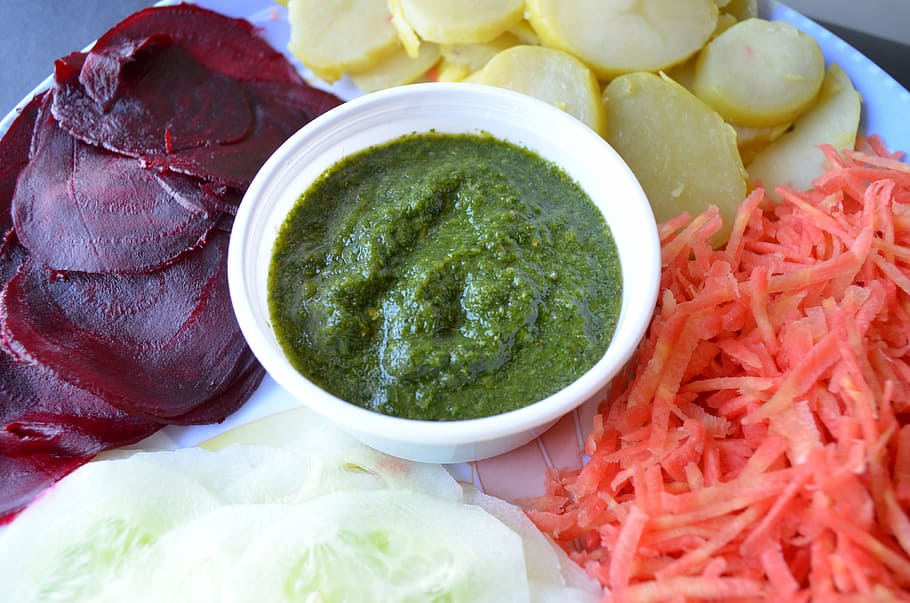 chutney, indian food, sauce, salad, platter, food and drink, food, freshness, healthy eating, wellbeing