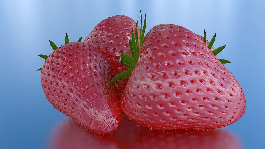 strawberry, 3d, blender, modeling, olivier, girard, youtube, fruit, healthy eating, food and drink