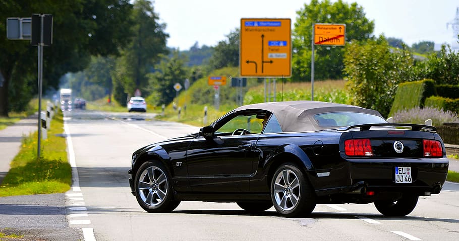 black, coupe, road, ford mustang, mature, auto, dare, vehicle, automotive, sky