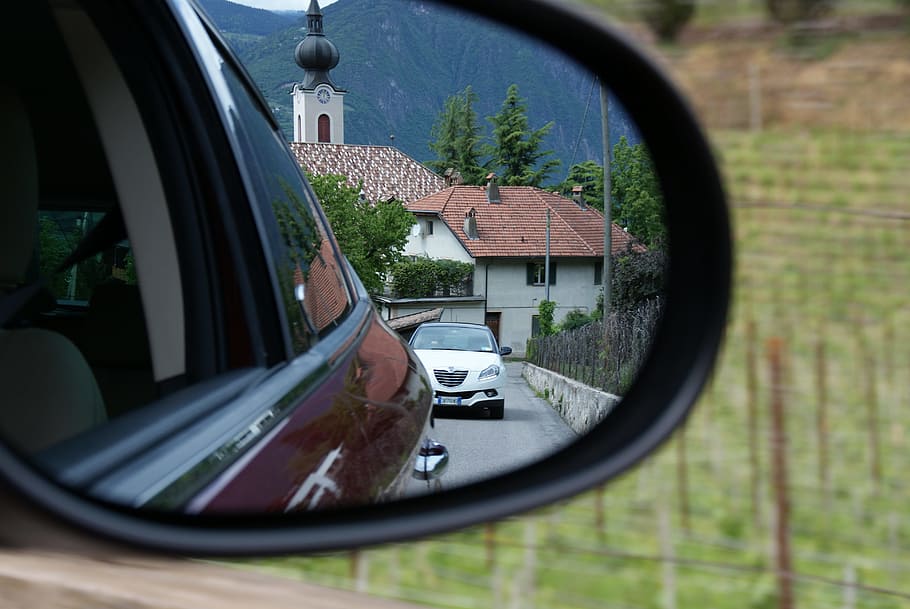 auto, column, mirror, traffic, road, mirrors, auto snake, review, south tyrol, mode of transportation