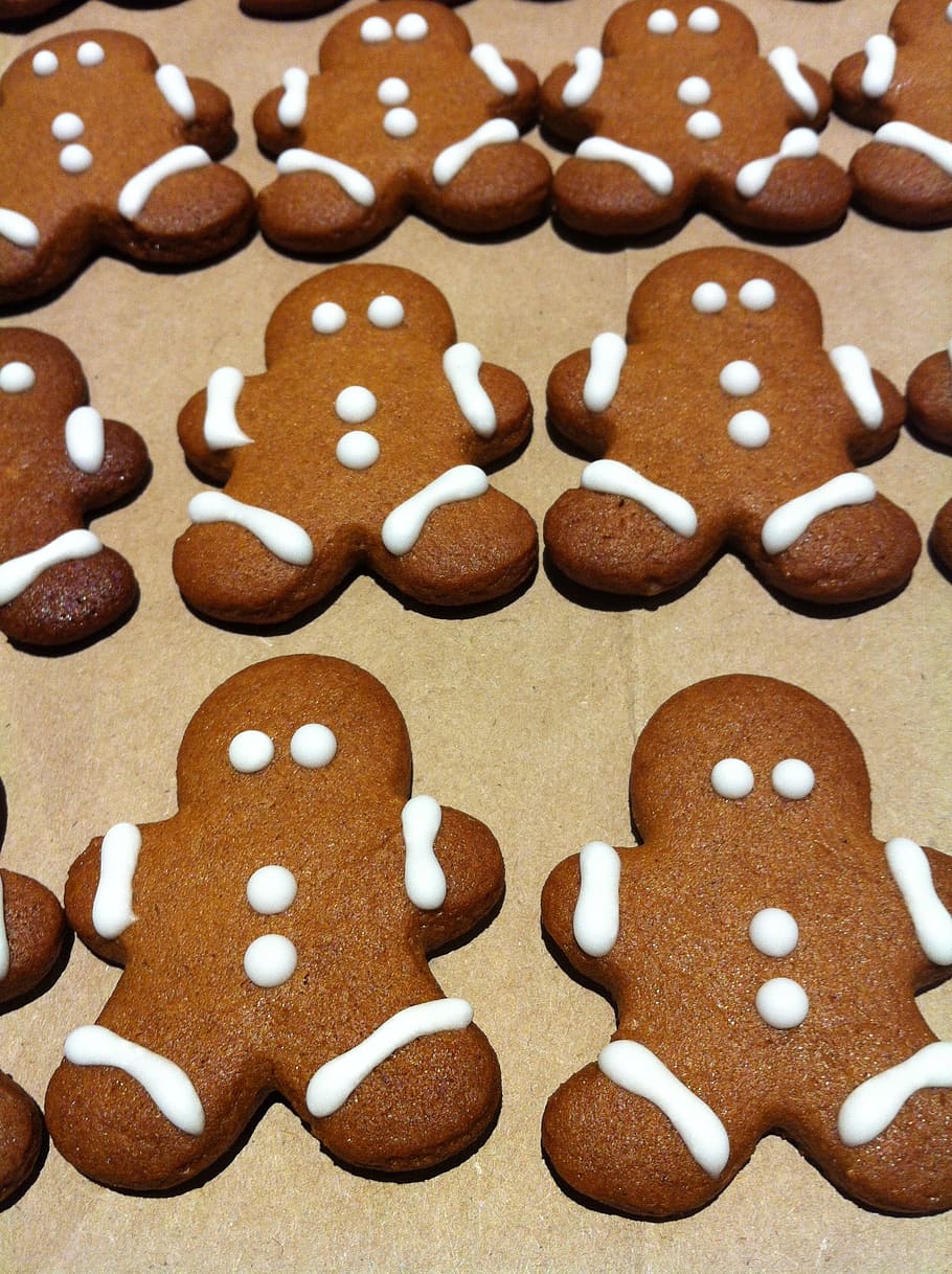 baked breadman lot, gingerbread, man, cookies, christmas, xmas, sweet, traditional, dessert, homemade