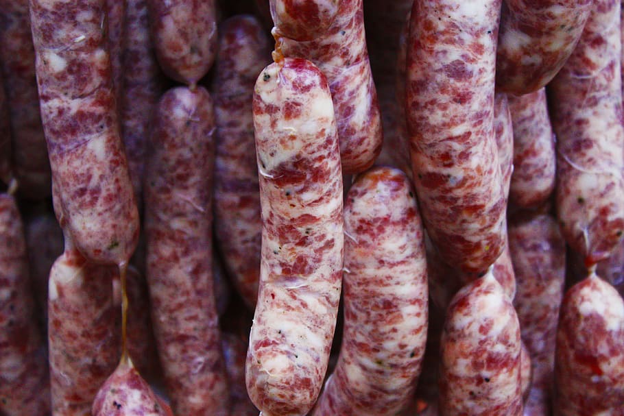 sausage, pork, barbecue, food, meat, uncooked, close up, food and drink, freshness, retail