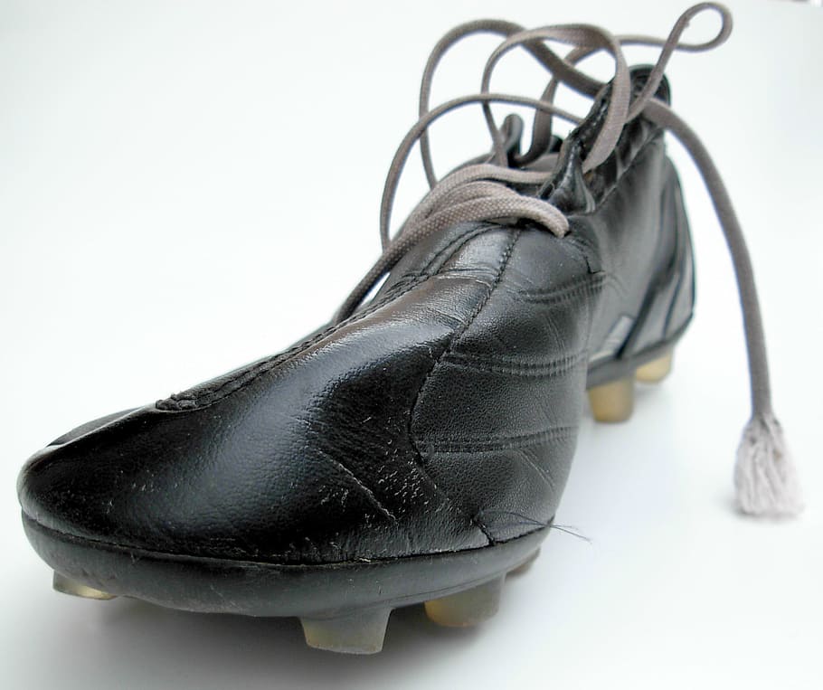 zapato, pateador, bota de fútbol, ​​negro, fútbol, nadie, cordones de los zapatos, cuero, interior, color negro