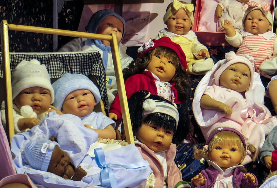 dolls, faces, children, toys, childhood, child, real people, girls, group of people, boys