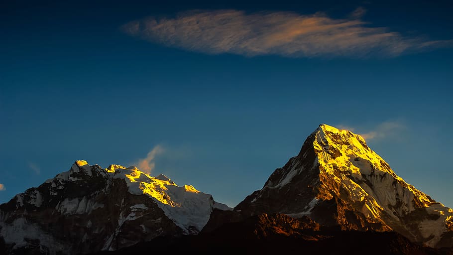 annapurna, himalayas, mountain, nepal, hiking, sky, travel, scenery, nature, trek
