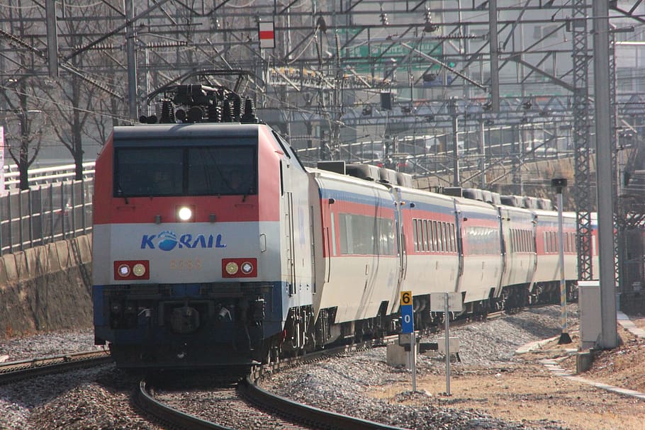 tren, ferrocarril, transporte, rotación, envío, entrenador, pasajero, república de corea, eléctrico, locomotora eléctrica