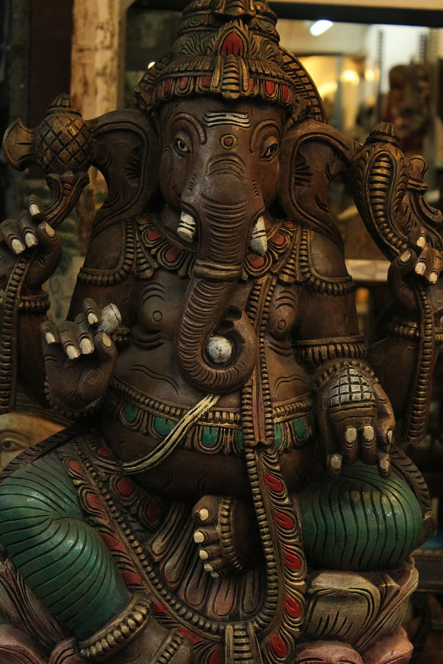 ganesha, elephant, god, hinduism, idol, figure, statue, culture, asia, religious