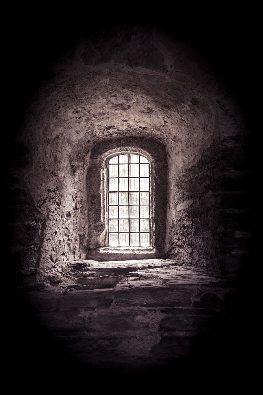 gris, beige, túnel de piedra, ventana de marco de vidrio, piedra, túnel, vidrio, marco, ventana, antiguo