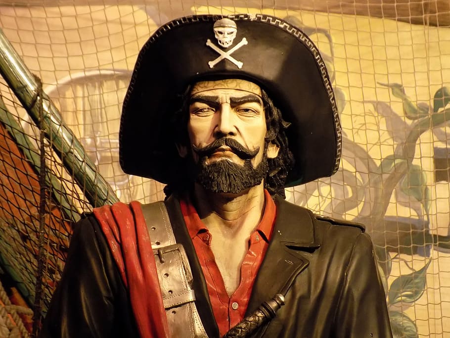 photography, pirate statue, pirate, statue, corsair, captain, people, men, one Person, facial hair