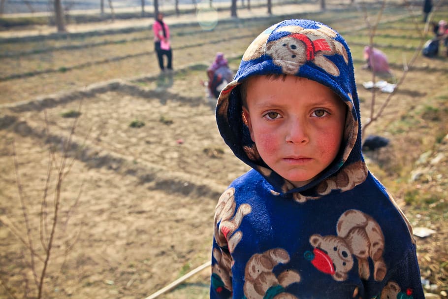 boy, standing, people, grass field, closeup, child, cute, afghanistan, persons, poor