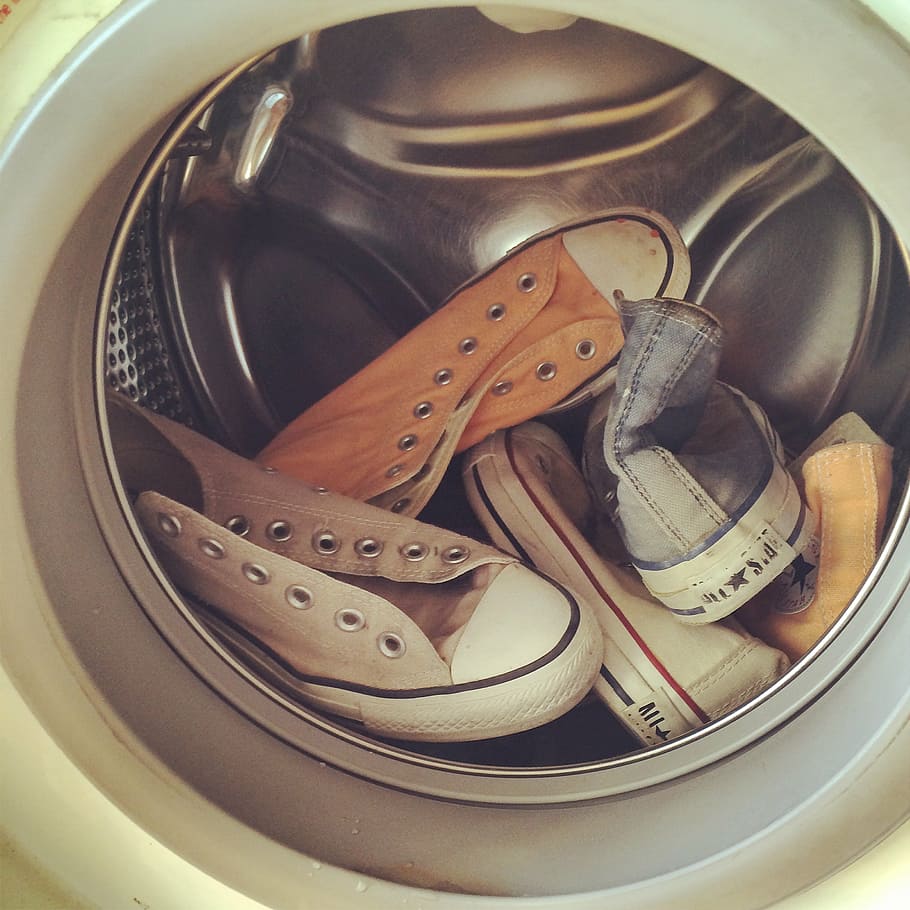 assorted, shoe, inside, beige, front-load washer, shoes, white, appliance, washing Machine, laundry