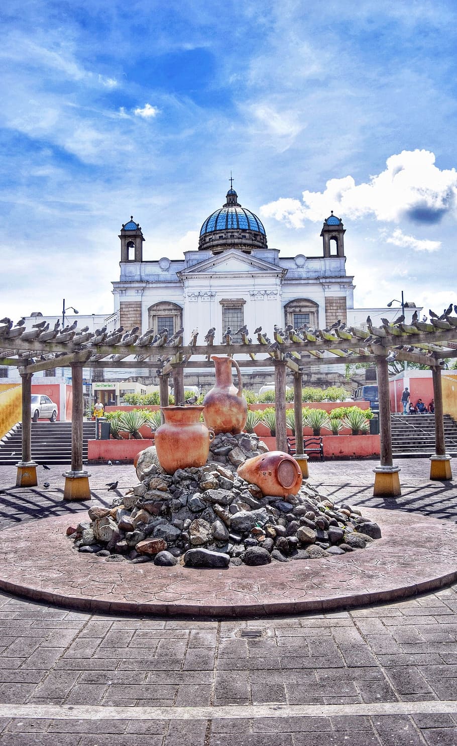 guatemala, cathedral, park, central, city, church, architecture, built structure, sky, cloud - sky