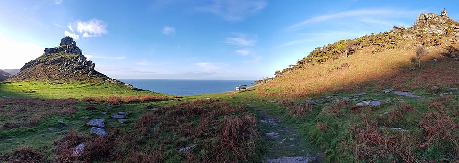 valley of the rocks, devon, lynmouth, exmoor national park, england, landscape, scenics - nature, sky, environment, land