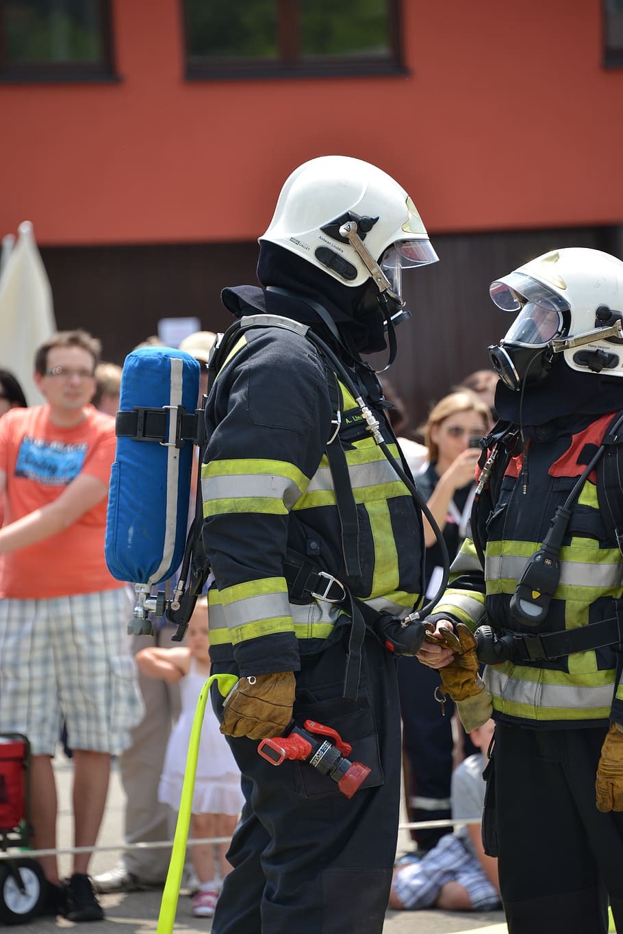 fire, respiratory protection, feuerloeschuebung, firefighters, delete, breathing apparatus, use, fire fighter, delete exercise, brand
