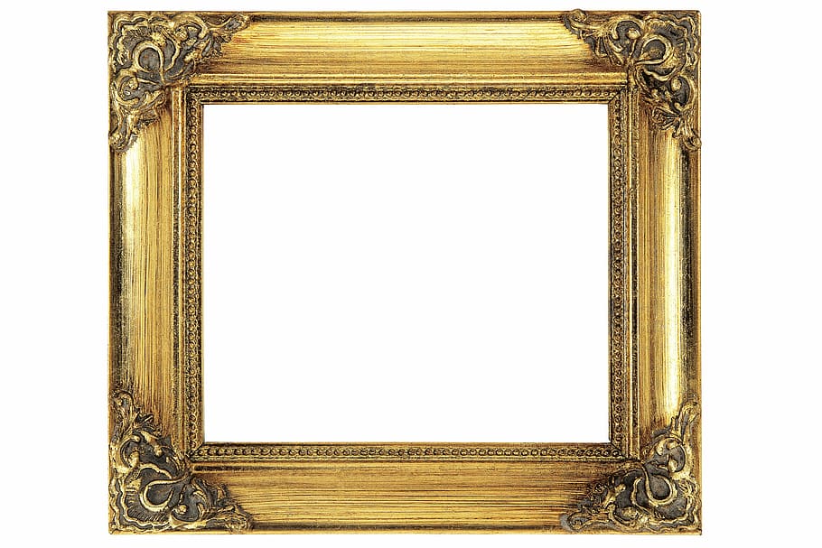 brown photo frame, frame, gold, antique, wood, gilded, empty, decoration, ornate, picture Frame