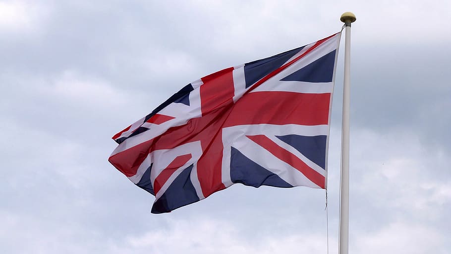 england, flag, union jack, united kingdom, patriotism, cloud - sky, sky, nature, low angle view, wind