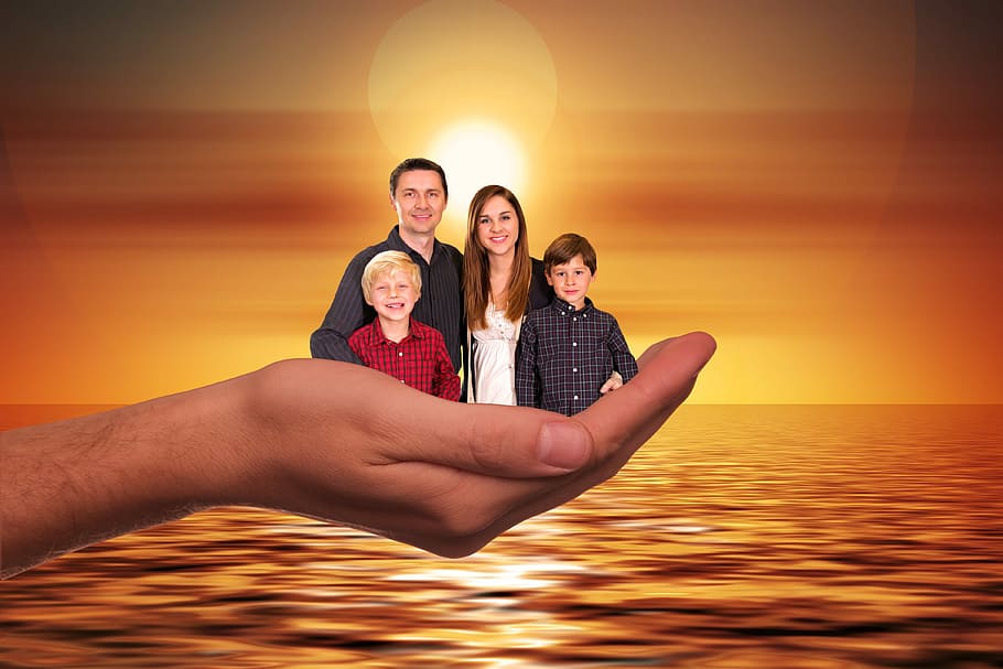 human, hand, holding, family, edited, sun, sunset, woman, children, father