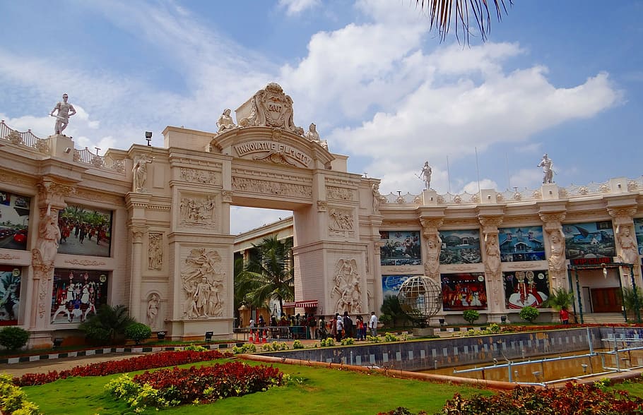 фильм город, вход, ворота, структура, здание, архитектура, инновационный, Бангалор, Индия, построенная конструкция