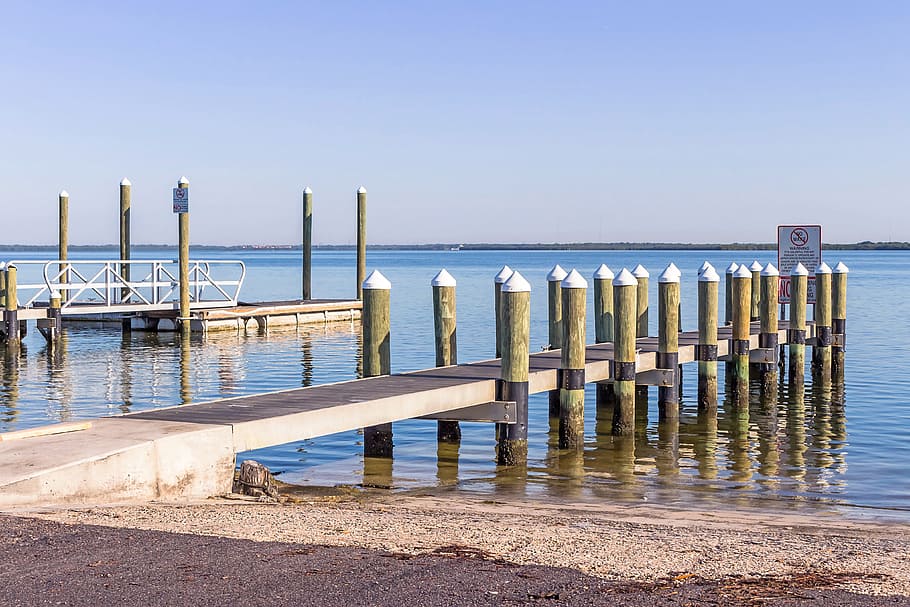 Jetty, Spring, Tampa Bay, Usa, sea, water, in a row, sky, nature, sunlight