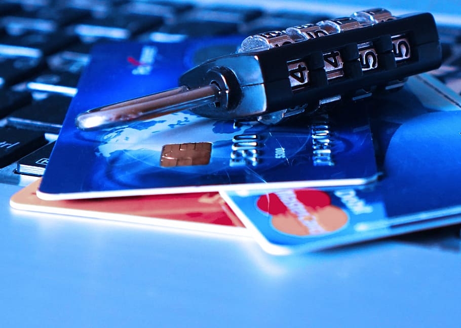 negro, gris, combinación, cerradura, azul, blanco, tarjeta, tarjeta de crédito, tarjeta bancaria, robo