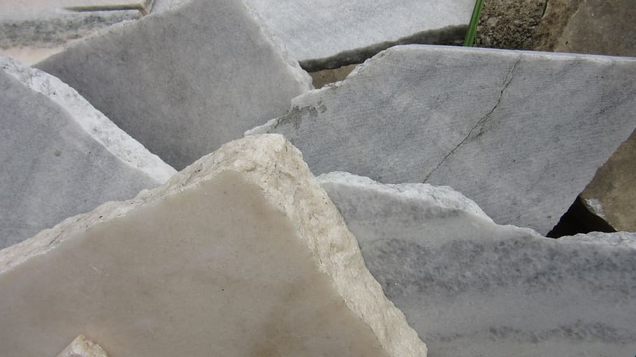 marble, slabs, stone, broken, fracture surface, rauh, edges, background, day, nature