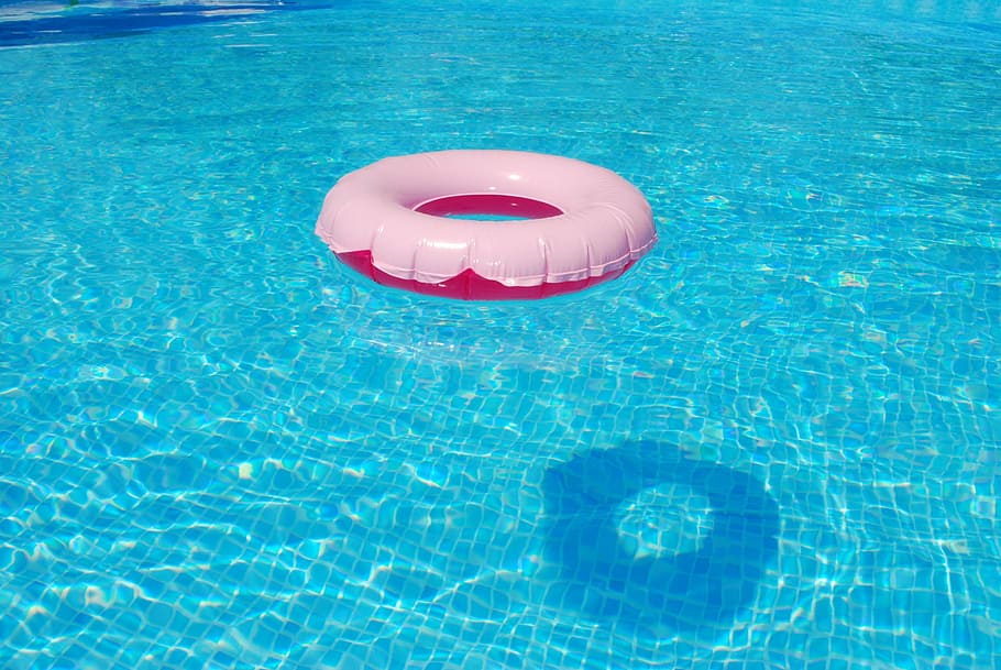 white, red, buoy, blue, swimming, pool, floating tire, summer, water, wave