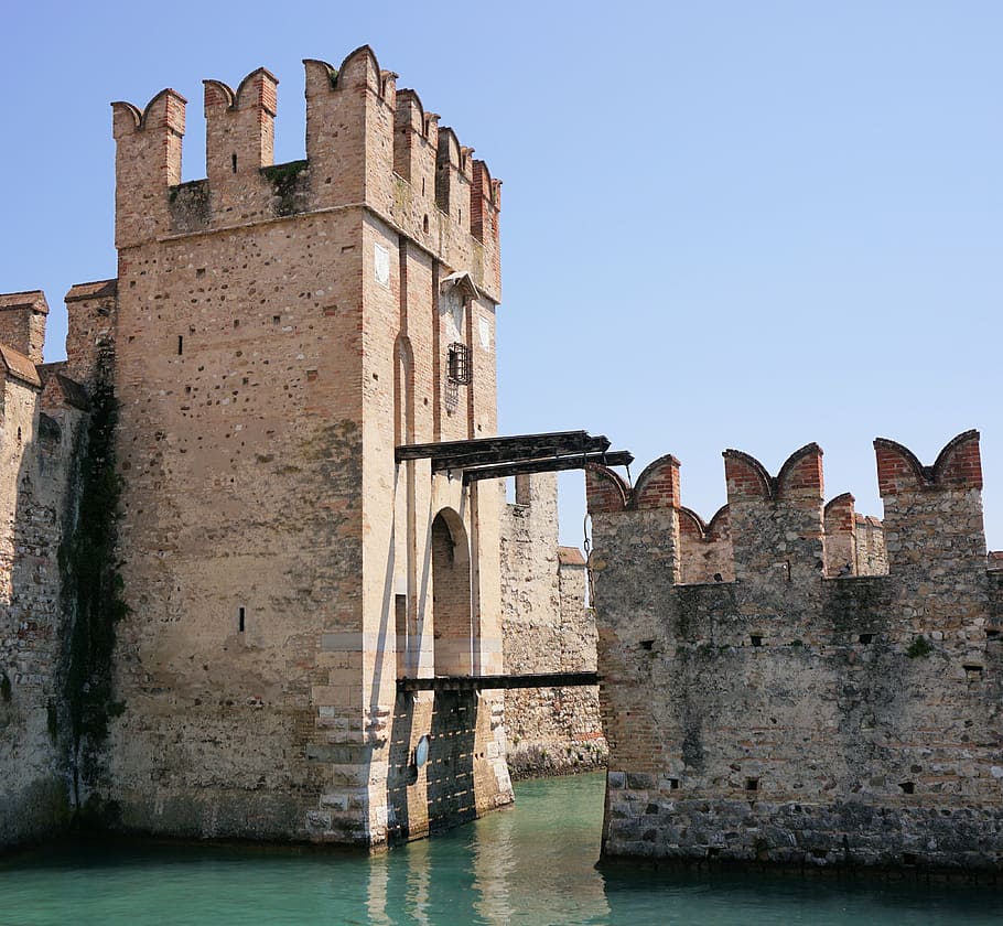 beton, struktur, air, jembatan tarik, masukan, tujuan, kastil, kastil kastil, kastil ksatria, dinding