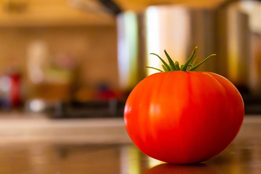 tomato, counter, fresh, fruit, healthy, red, orange, kitchen, whole, juicy