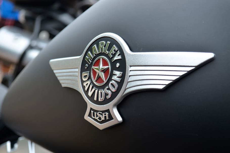 harley davidson usa emblem, Harley Davidson, Brand, Logo, Metallic, motorcycle, bike, chopper, transportation, cockpit