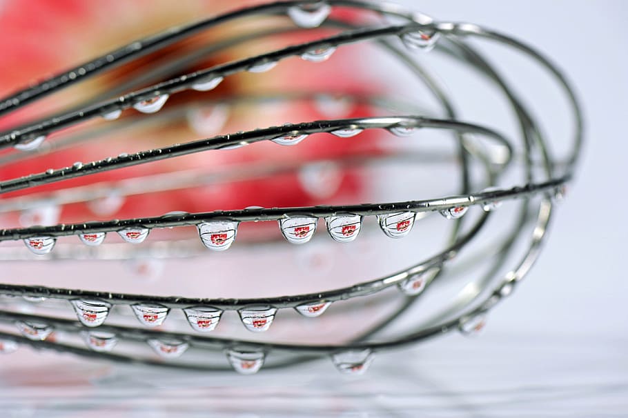 selective, focus photo, gray, whisk, drip, macro, blossom, bloom, mirroring, drop of water