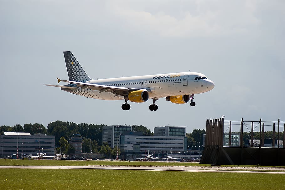 airliner, land, plane, countries, airport, airline, schiphol, travel, vueling com, air vehicle