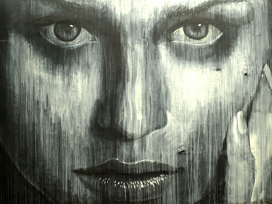 woman's face painting, Woman, sketch, street art, graffiti, urban, funky, underground, artwork, art basel