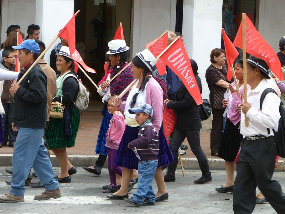 Cuenca, Ekuador, Perjalanan, Pemandangan, demonstran, demonstrasi, adat, parade, asing, panjang penuh