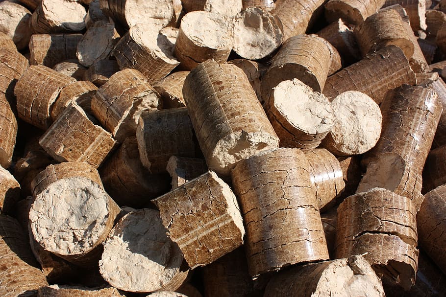 lote de corcho marrón, pellets, briquetas, madera, wuzerl, calor, horno, material, fuego, chimenea