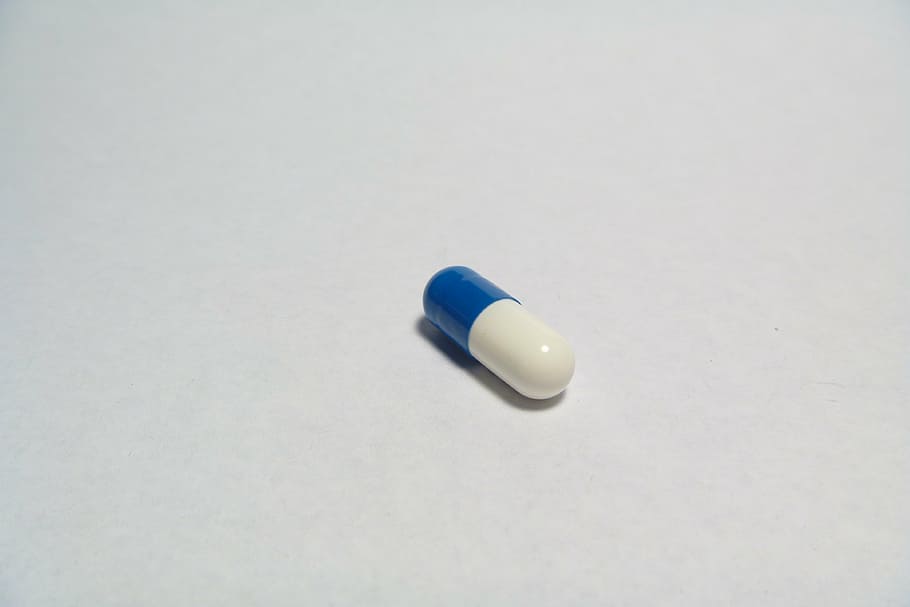 putih, biru, tablet obat, latar belakang, kapsul, pil, obat, resep, kegelisahan, depresi