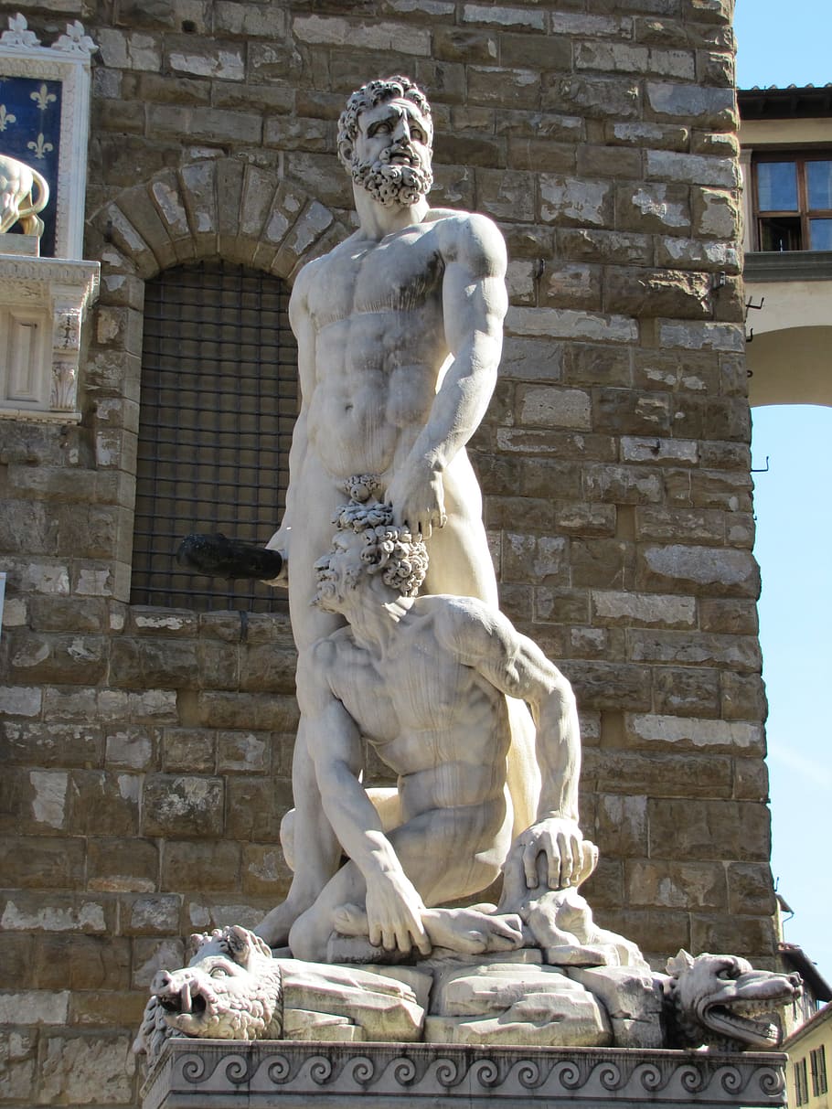 Bandinelli, the statue of hercules and cacus, statue, sculpture, italy, architecture, europe, famous Place, monument, florence - Italy