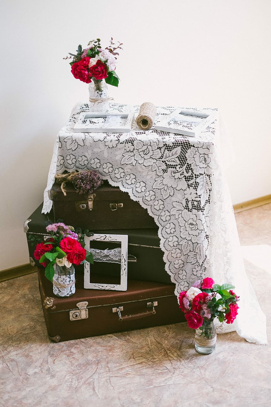 Decor, Ornament, Element, Style, clearance, retro, flower, old-fashioned, suitcase, correspondence
