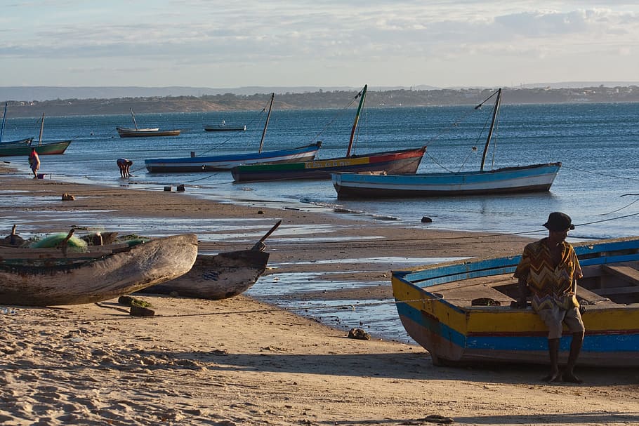 Beach, Boats, Boat, Madagascar, nautical vessel, transportation, mode of transport, moored, sea, water